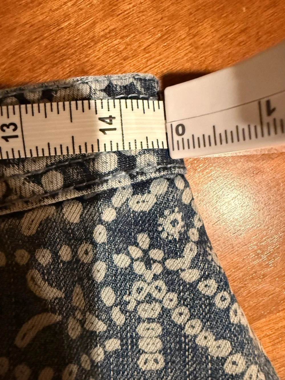 Free People School Daze Batik Print Denim Button Fly Mini Skirt